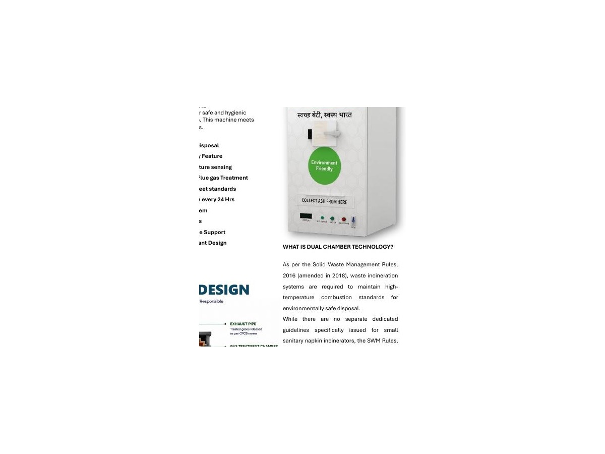 ZESTPLUS dual chamber sanitary pad incinerator